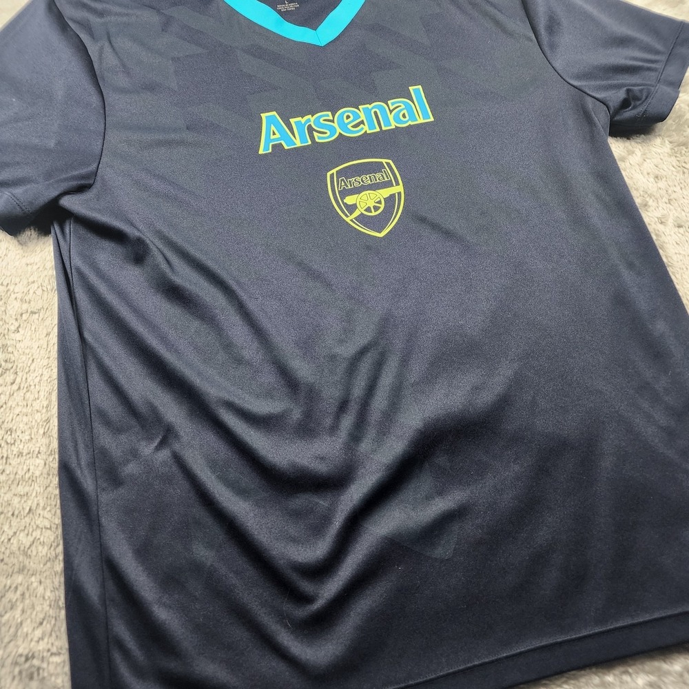 Arsenal Shirt Mens Large Navy Blue EPL Soccer V-Neck Polyester Training Top - Picture 2 of 11